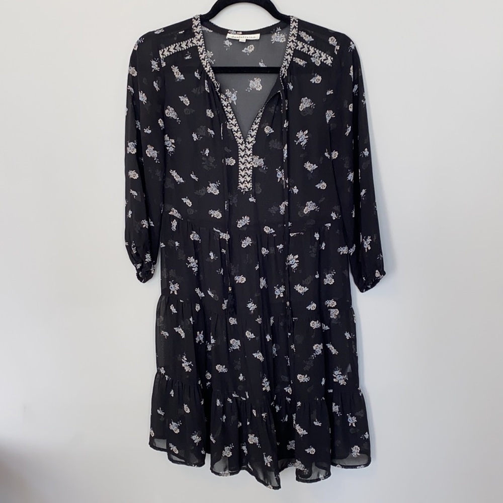 Daniel Rainn Black Floral Boho Flowy Dress